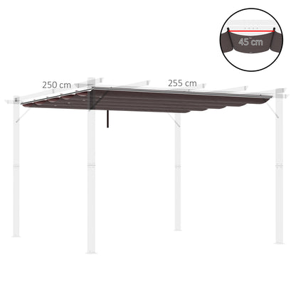 2.5x2.55m Pergola Canopy Retractable Replacement Roof for Umbrella Fabric Canopy for Garden Gazebo with 10 Drainage Holes Brown