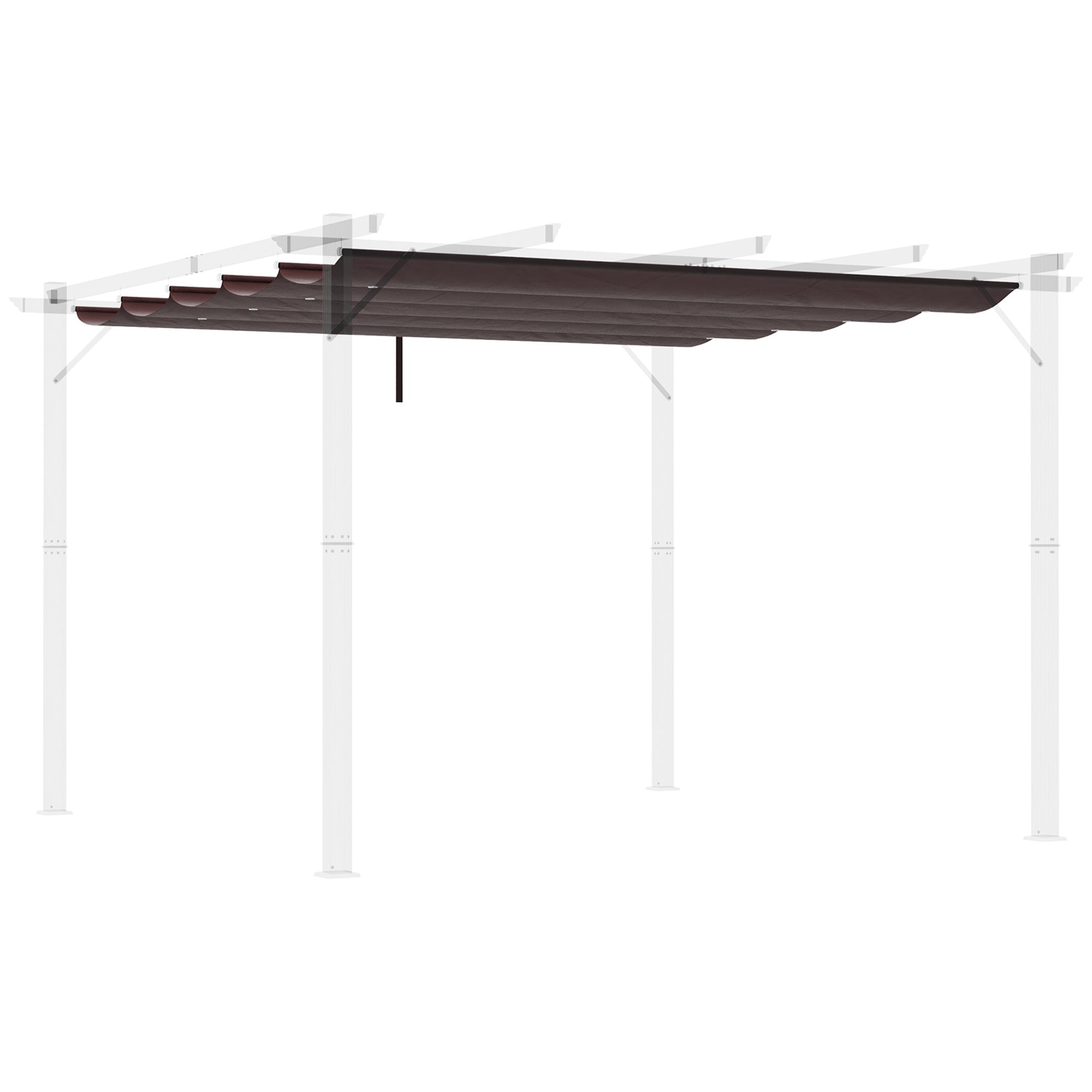 2.5x2.55m Pergola Canopy Retractable Replacement Roof for Umbrella Fabric Canopy for Garden Gazebo with 10 Drainage Holes Brown