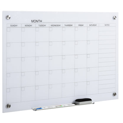 Whiteboard Calendar for Organization Holiday Plans and Monthly Schedules incl. 1 Pen Holder, 4 Markers & Eraser 90 x 60 cm