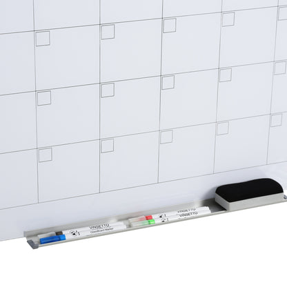 Whiteboard Calendar for Organization Holiday Plans and Monthly Schedules incl. 1 Pen Holder, 4 Markers & Eraser 90 x 60 cm