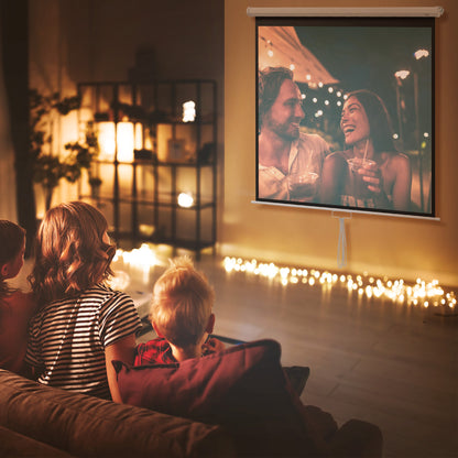 85-Inch Projector Screen, Video Projector Screen, for Home Cinema, 1:1 4K HD, Wall or Ceiling Mount, 181 x 8 x 138 cm, White