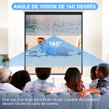 85-Inch Projector Screen, Video Projector Screen, for Home Cinema, 1:1 4K HD, Wall or Ceiling Mount, 181 x 8 x 138 cm, White