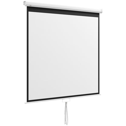 85-Inch Projector Screen, Video Projector Screen, for Home Cinema, 1:1 4K HD, Wall or Ceiling Mount, 181 x 8 x 138 cm, White