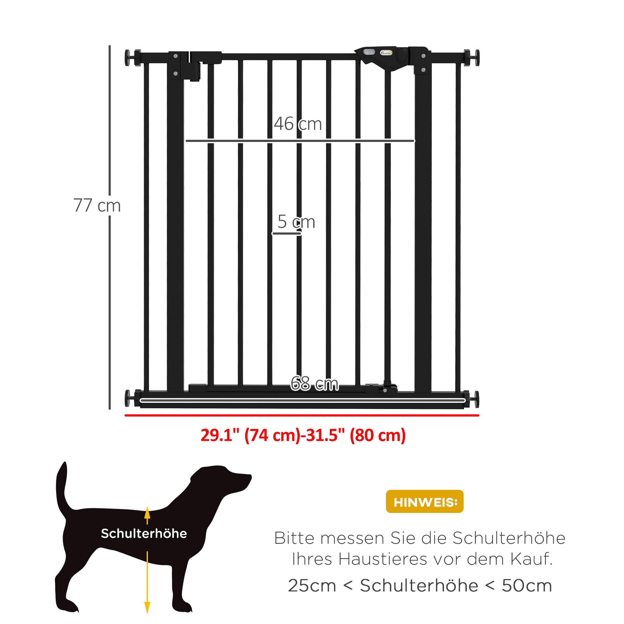 Door Guard Stair Guard Door Guard without Drilling Stair Guard for Widths 74-80 cm Swivel on Both Sides Metal Black