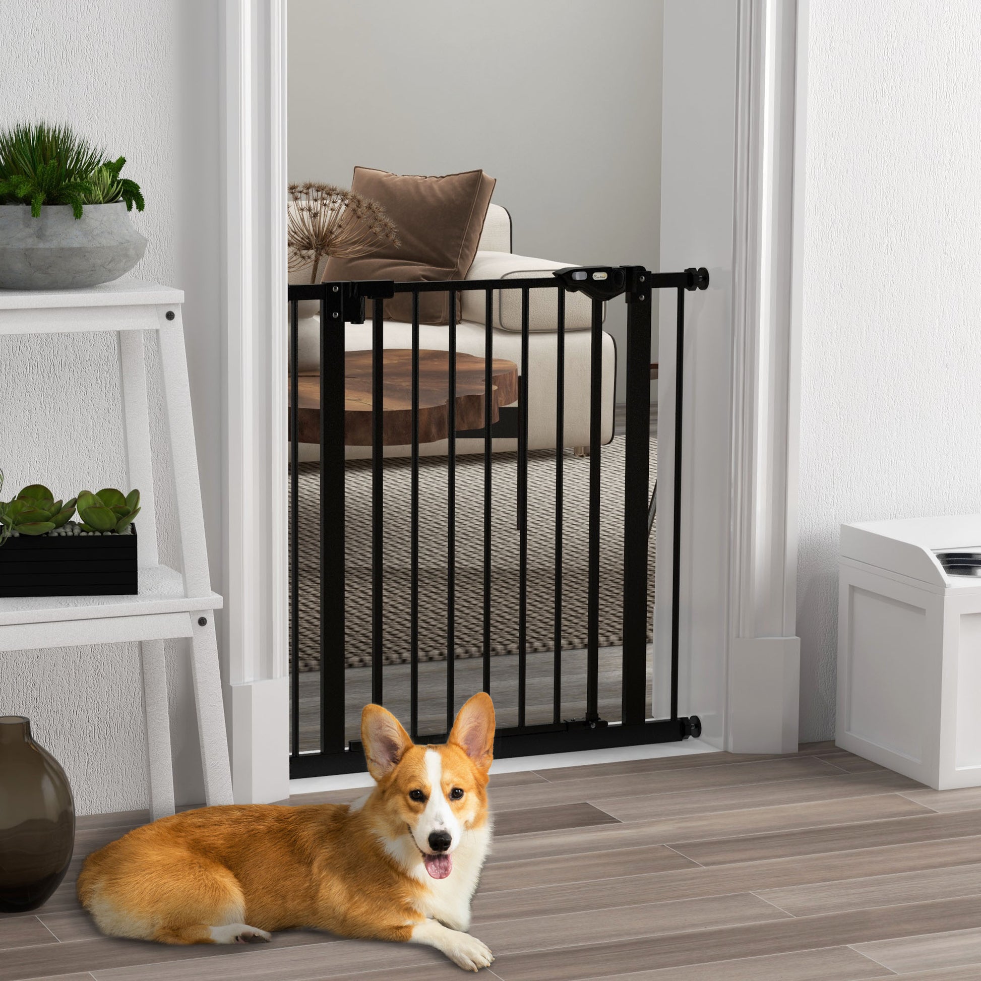 Door Guard Stair Guard Door Guard without Drilling Stair Guard for Widths 74-80 cm Swivel on Both Sides Metal Black