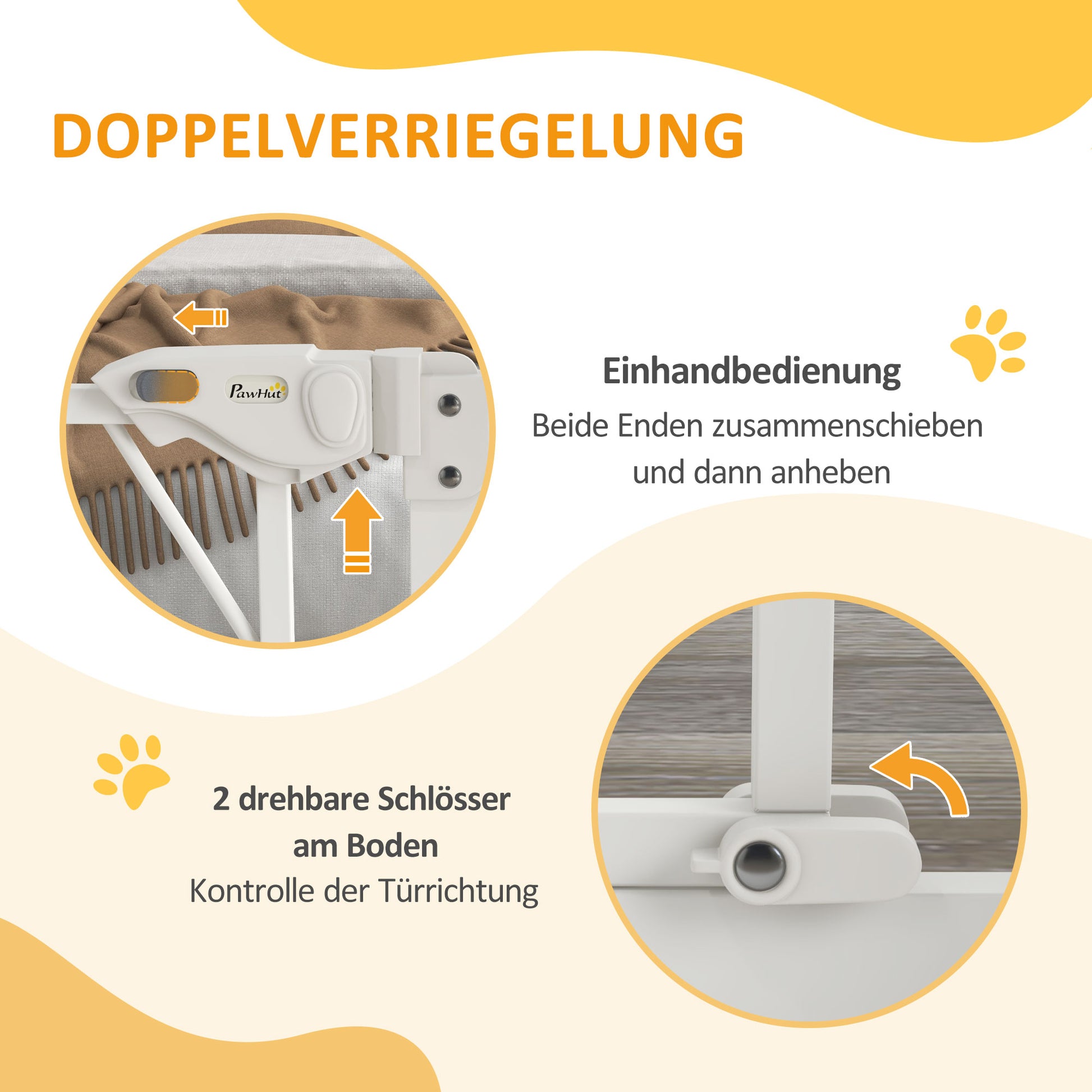 Dog Stair Gate, Dog Barrier Gate with Automatic Closing Door, 74-100 cm, Door Safety Gate, No Drilling, Dog Barrier, White