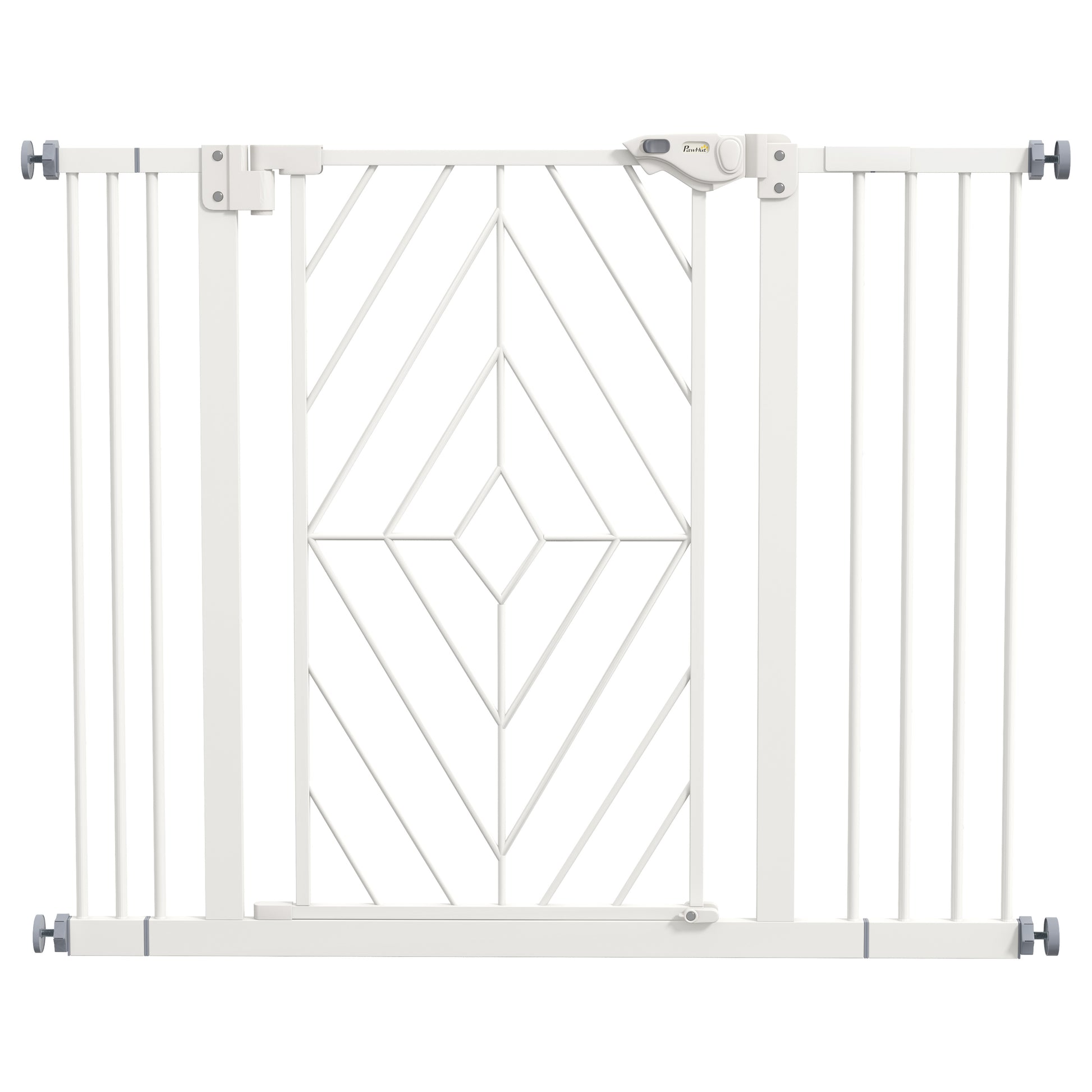 Dog Stair Gate, Dog Barrier Gate with Automatic Closing Door, 74-100 cm, Door Safety Gate, No Drilling, Dog Barrier, White