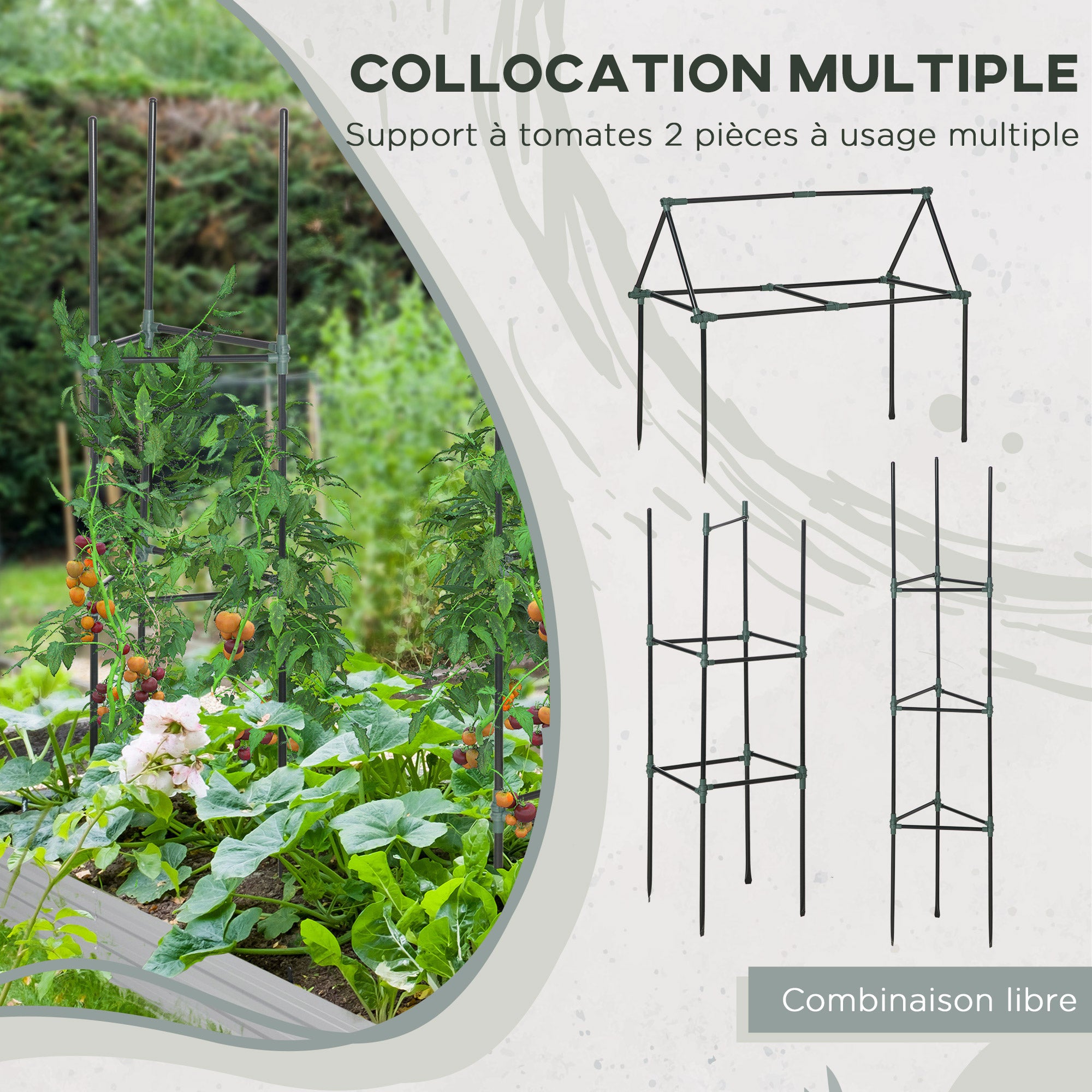 Large Capacity Rectangular Metal Garden Planter 180 x 90 x 29.5 cm with Stakes for Tomatoes and Climbing Plants
