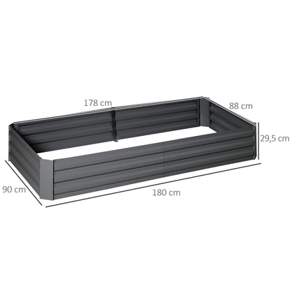 Large Capacity Rectangular Metal Garden Planter 180 x 90 x 29.5 cm with Stakes for Tomatoes and Climbing Plants