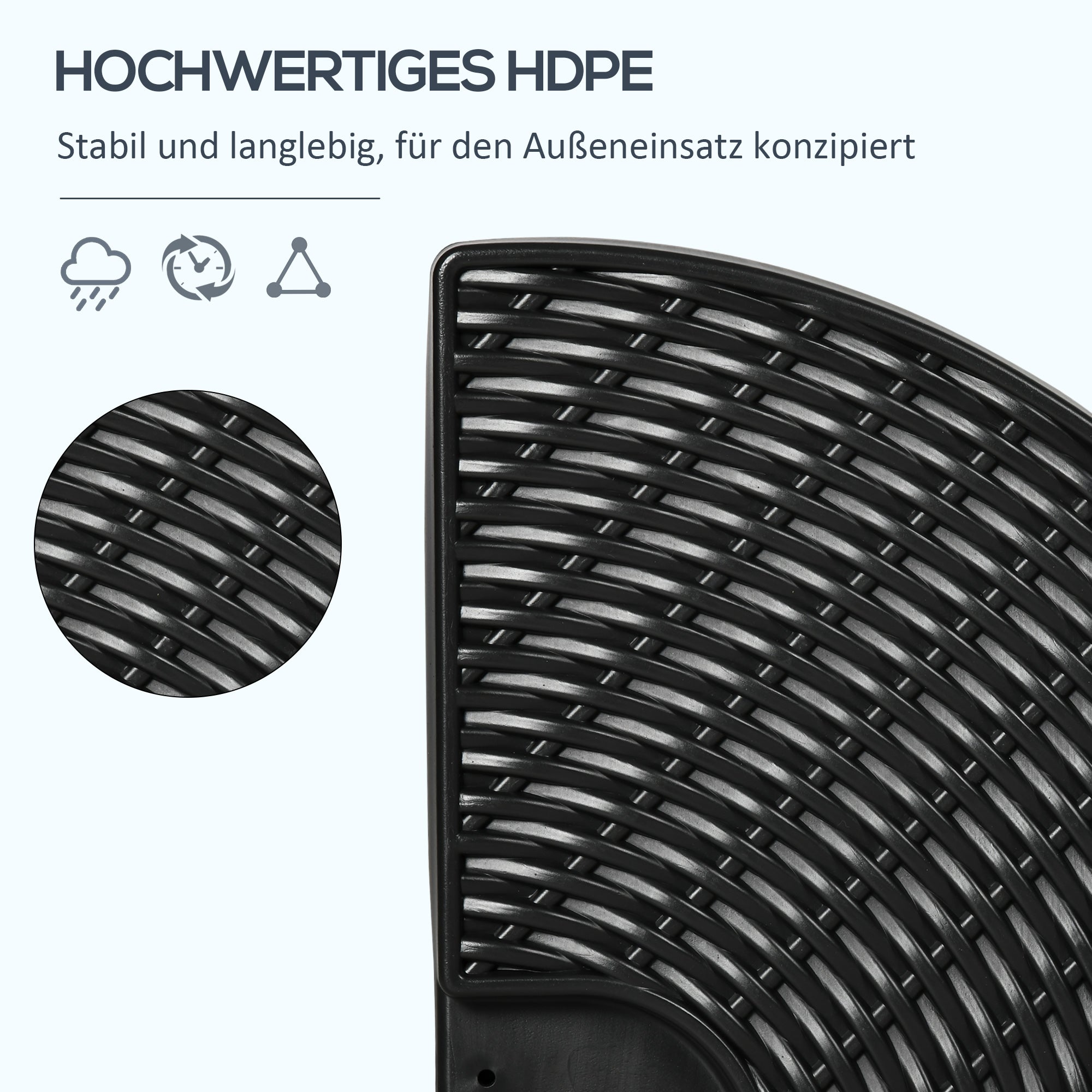 4-Piece Cantilever Umbrella Weight Base, Weatherproof, Fillable with 52kg of Water or 68kg of Sand, HDPE, Black