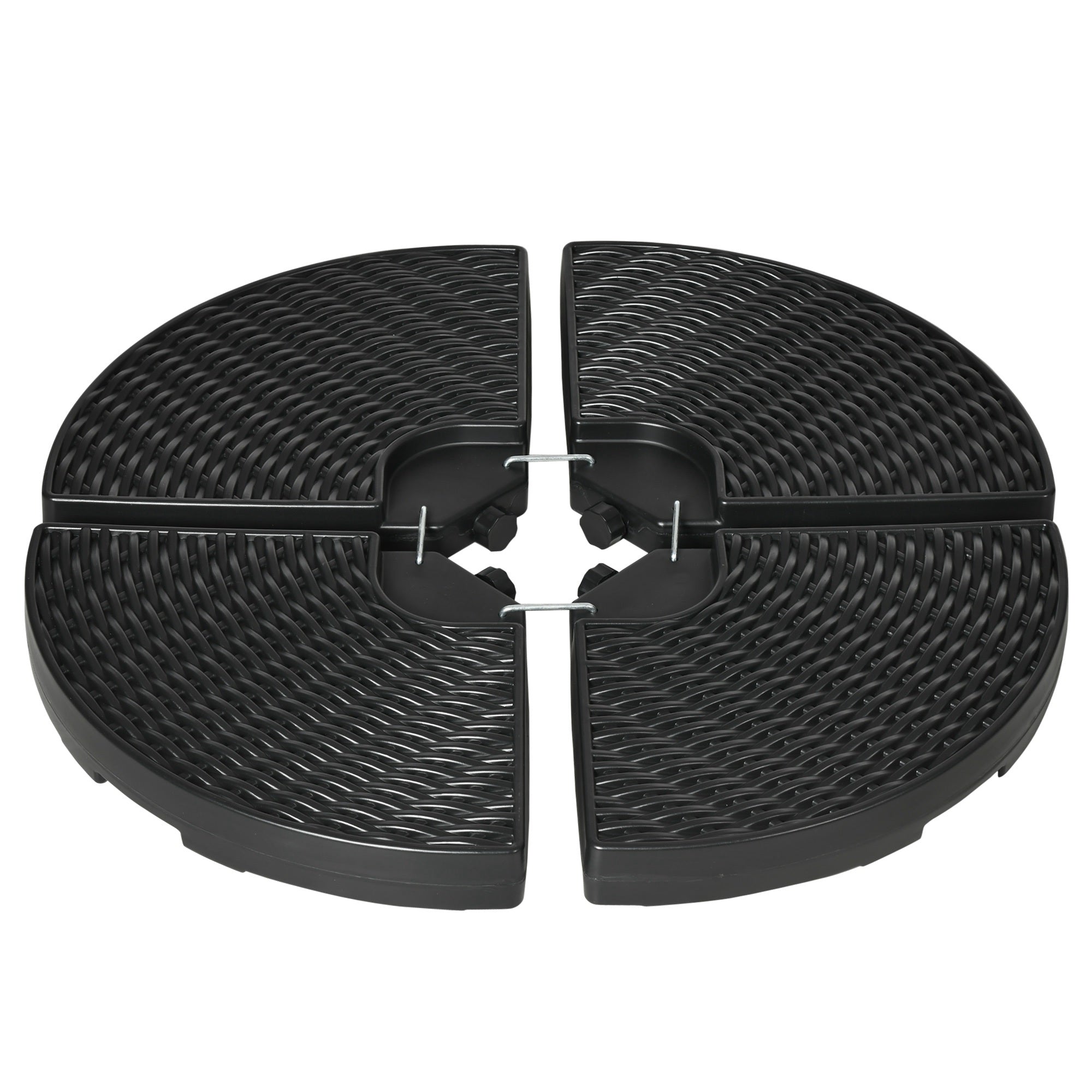 4-Piece Cantilever Umbrella Weight Base, Weatherproof, Fillable with 52kg of Water or 68kg of Sand, HDPE, Black