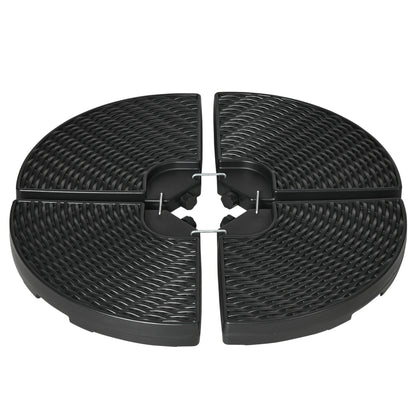 4-Piece Cantilever Umbrella Weight Base, Weatherproof, Fillable with 52kg of Water or 68kg of Sand, HDPE, Black