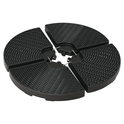 4-Piece Cantilever Umbrella Weight Base, Weatherproof, Fillable with 52kg of Water or 68kg of Sand, HDPE, Black