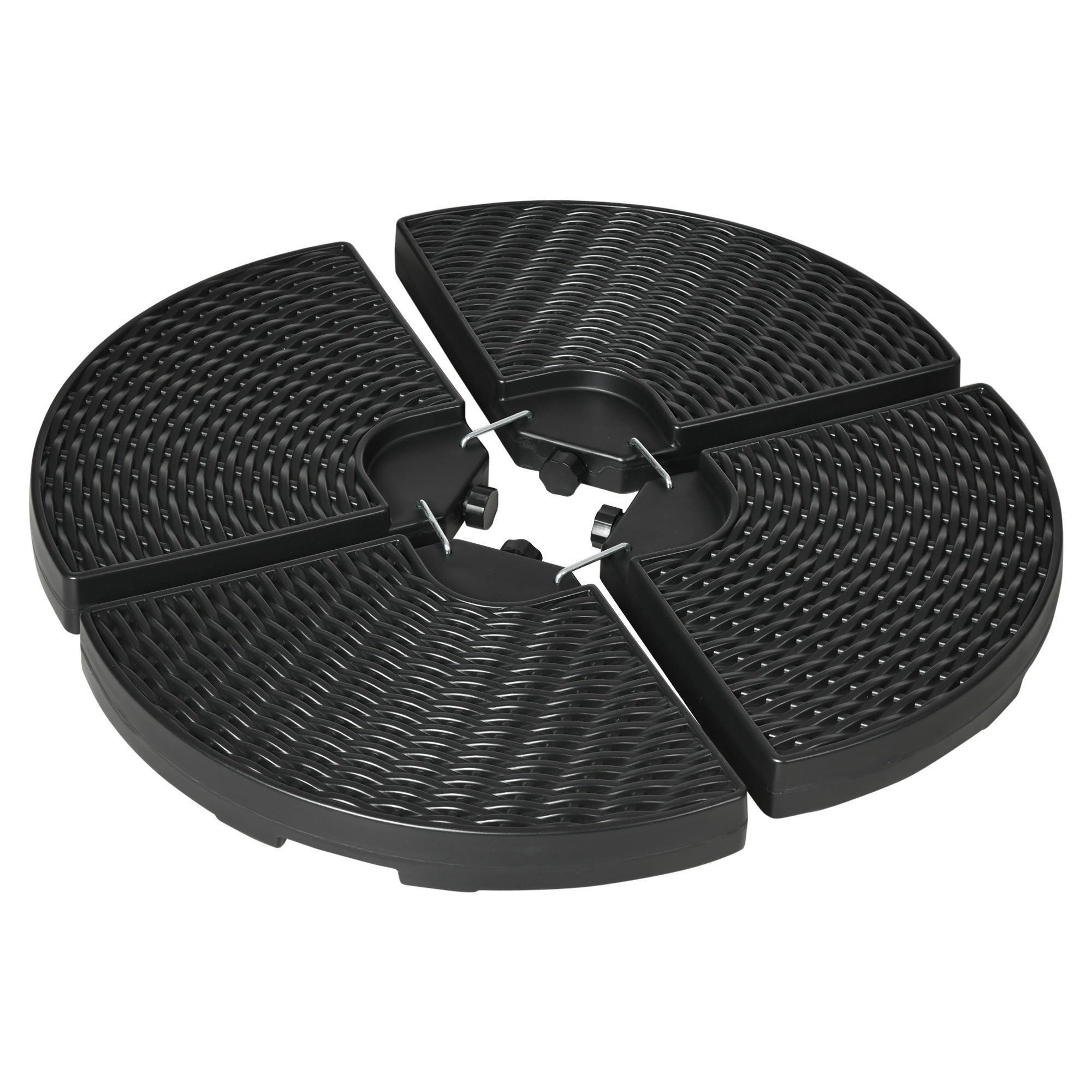 4-Piece Cantilever Umbrella Weight Base, Weatherproof, Fillable with 52kg of Water or 68kg of Sand, HDPE, Black