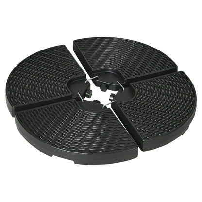 4-Piece Cantilever Umbrella Weight Base, Weatherproof, Fillable with 52kg of Water or 68kg of Sand, HDPE, Black