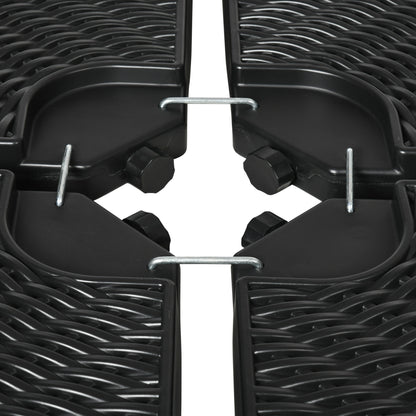 4-Piece Cantilever Umbrella Weight Base, Weatherproof, Fillable with 52kg of Water or 68kg of Sand, HDPE, Black