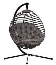 Hanging Chair with Stand, Egg-shaped Hanging Swing with Soft Seat Cushions, Foldable Hammock for Outdoor Swing Chair Indoor Outdoor, Patio, Garden, Gray