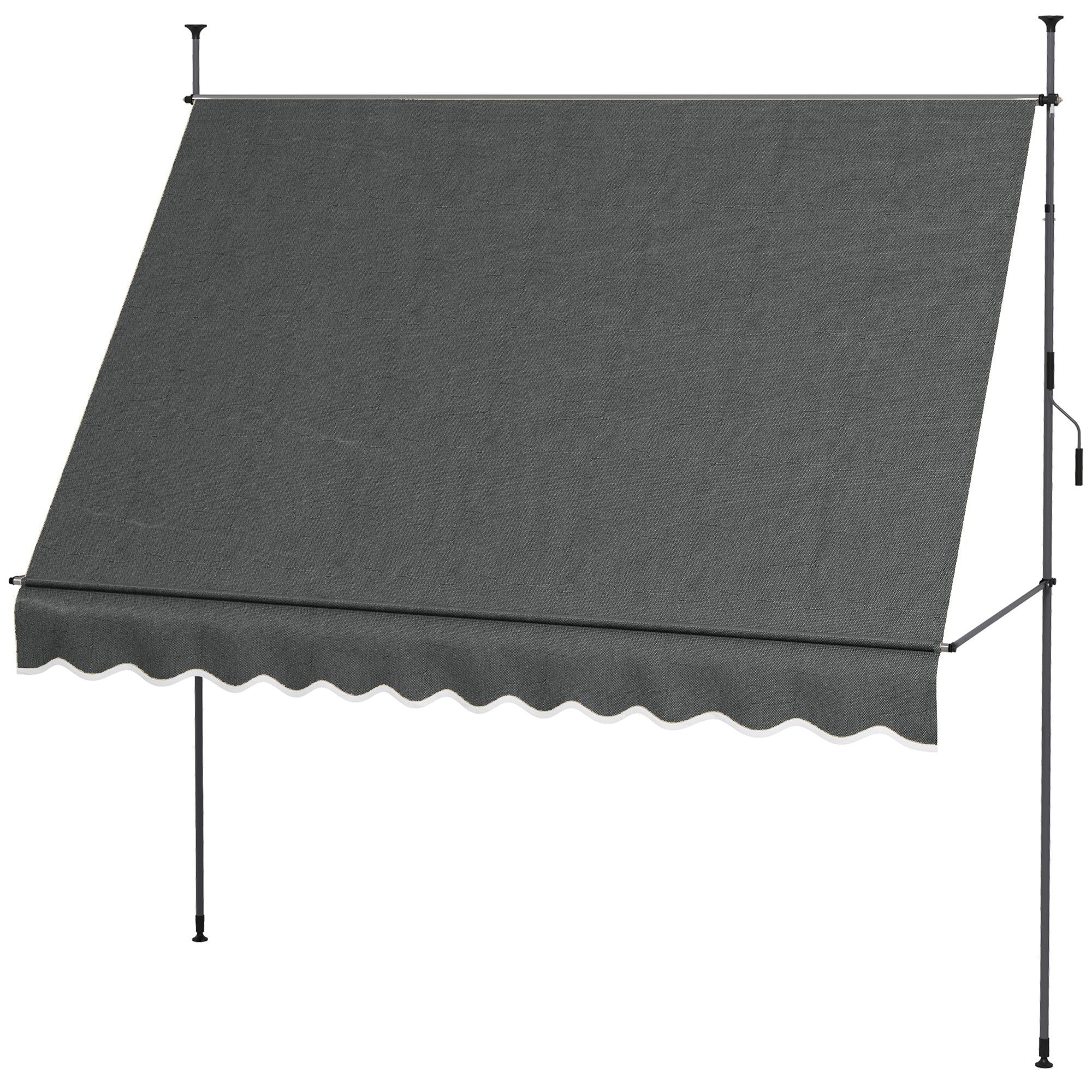 Manual Retractable Awning 3x1.2 m Exterior Terrace Roll-Up Awning Adjustable Height with Crank 210-300 cm No Drill UV30+ Protection for Balcony Garden Dark Gray