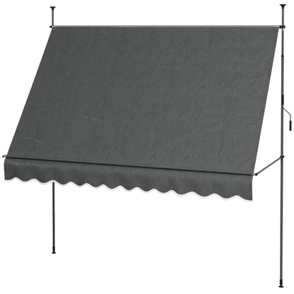 Manual Retractable Awning 3x1.2 m Exterior Terrace Roll-Up Awning Adjustable Height with Crank 210-300 cm No Drill UV30+ Protection for Balcony Garden Dark Gray