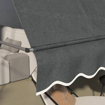 Manual Retractable Awning 3x1.2 m Exterior Terrace Roll-Up Awning Adjustable Height with Crank 210-300 cm No Drill UV30+ Protection for Balcony Garden Dark Gray