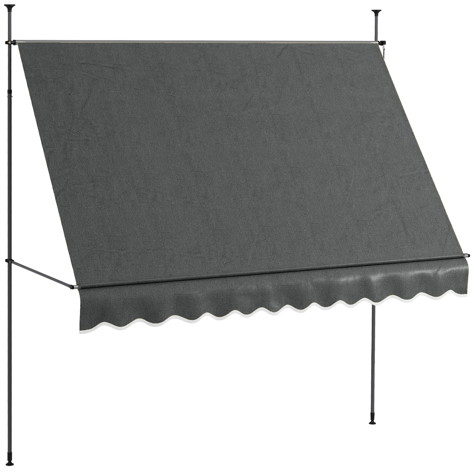 Manual Retractable Awning 3x1.2 m Exterior Terrace Roll-Up Awning Adjustable Height with Crank 210-300 cm No Drill UV30+ Protection for Balcony Garden Dark Gray