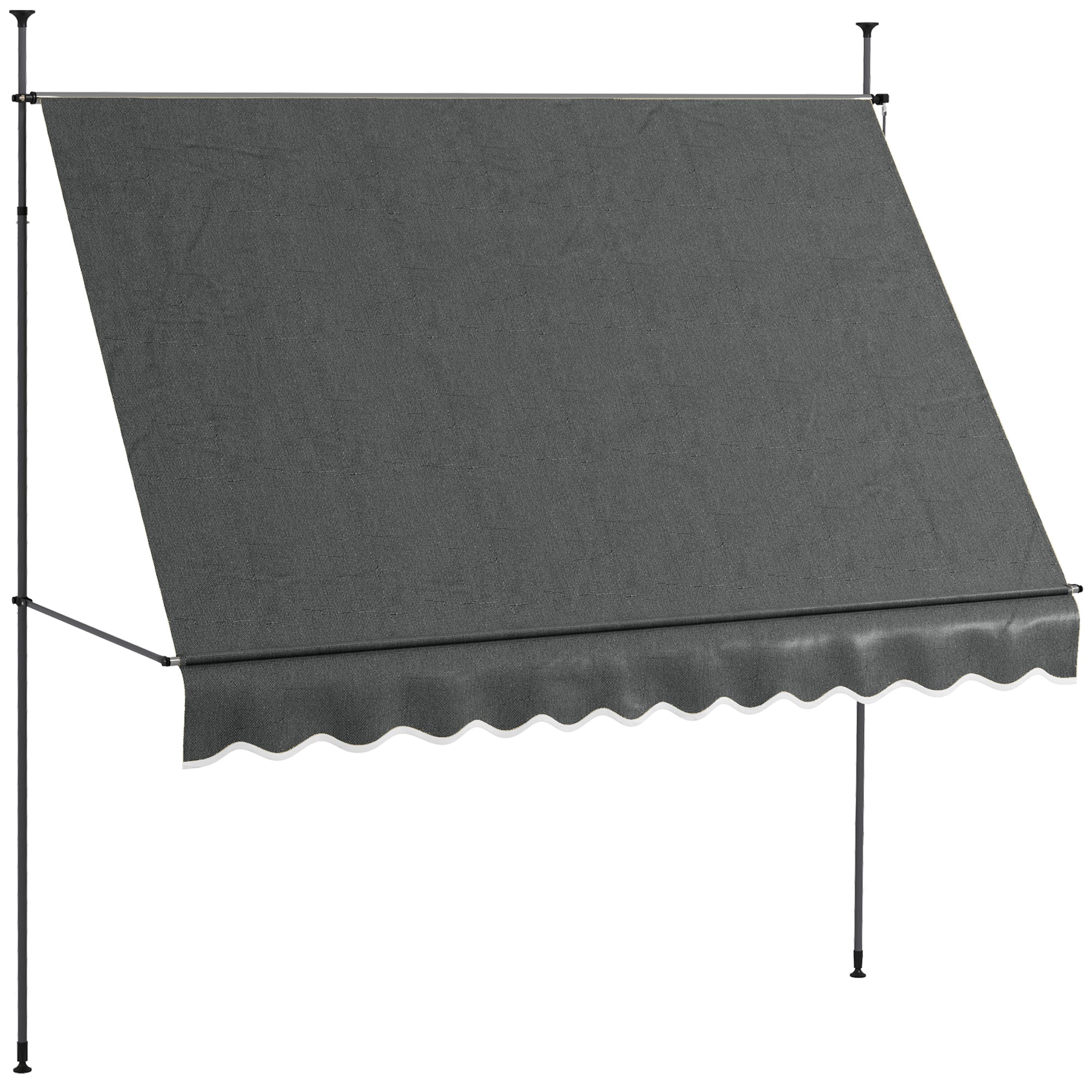 Manual Retractable Awning 3x1.2 m Exterior Terrace Roll-Up Awning Adjustable Height with Crank 210-300 cm No Drill UV30+ Protection for Balcony Garden Dark Gray