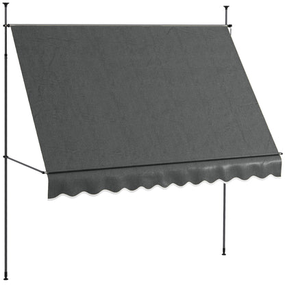Manual Retractable Awning 3x1.2 m Exterior Terrace Roll-Up Awning Adjustable Height with Crank 210-300 cm No Drill UV30+ Protection for Balcony Garden Dark Gray