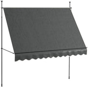 Manual Retractable Awning 3x1.2 m Exterior Terrace Roll-Up Awning Adjustable Height with Crank 210-300 cm No Drill UV30+ Protection for Balcony Garden Dark Gray