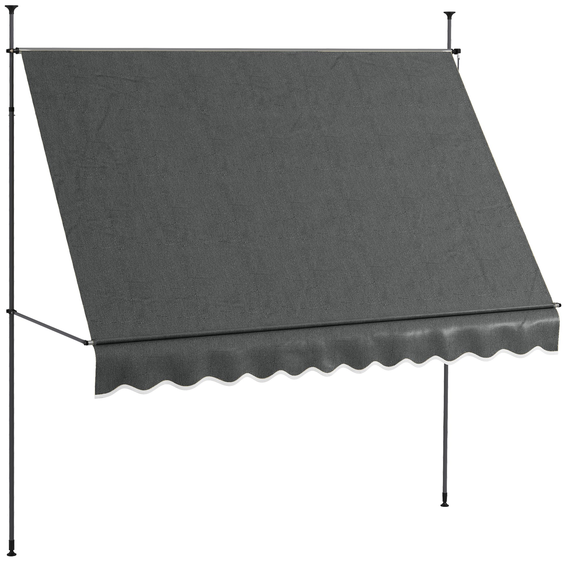 Manual Retractable Awning 3x1.2 m Exterior Terrace Roll-Up Awning Adjustable Height with Crank 210-300 cm No Drill UV30+ Protection for Balcony Garden Dark Gray
