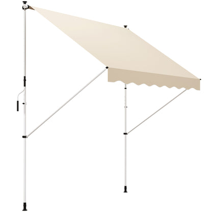 clamp awning with hand crank adjustable height retractable arm awning dirt-repellent, weather-resistant balcony awning 150cm wide patio awning for terrace balcony veranda Beige