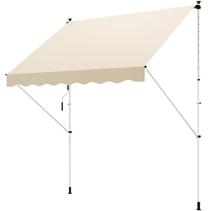 clamp awning with hand crank adjustable height retractable arm awning dirt-repellent, weather-resistant balcony awning 150cm wide patio awning for terrace balcony veranda Beige