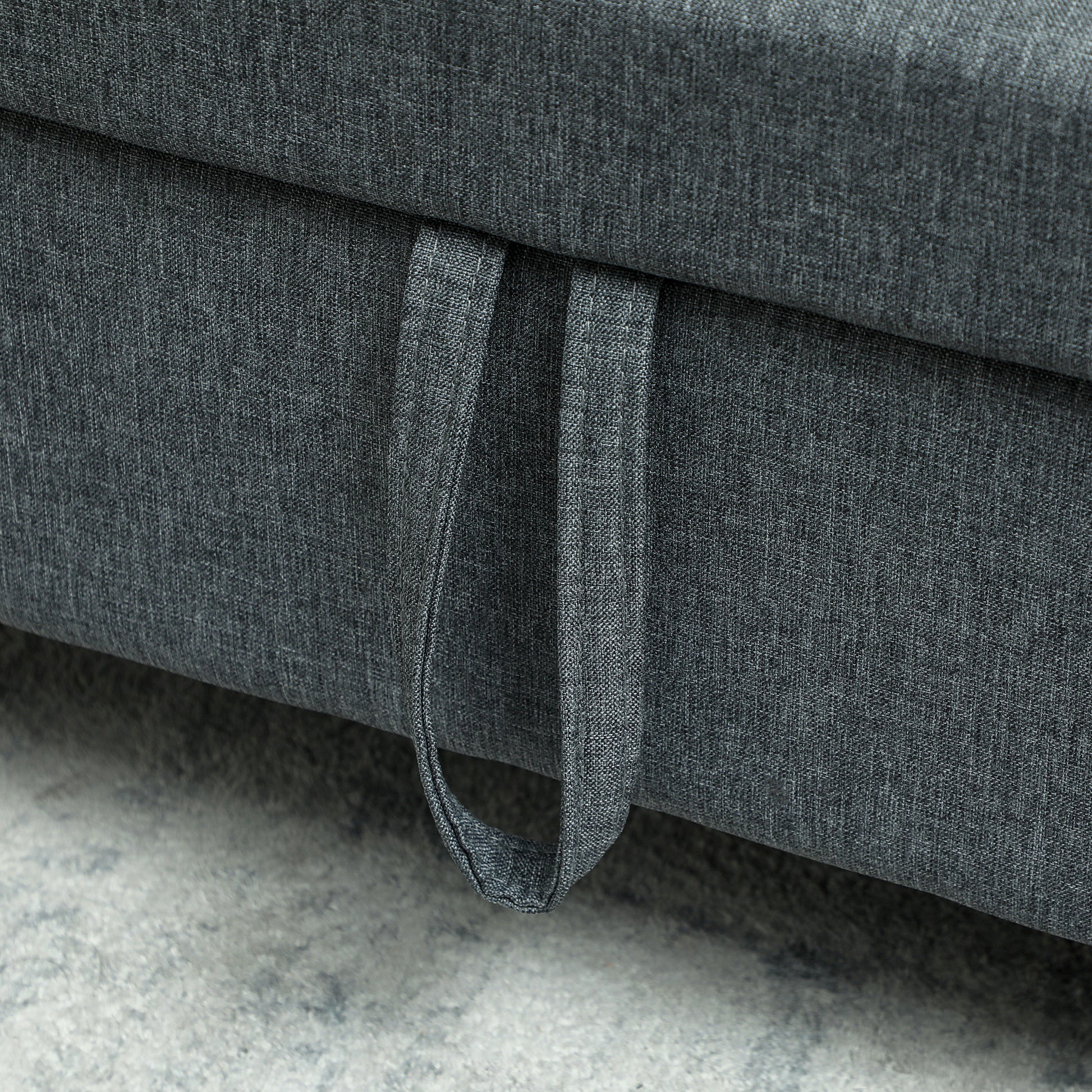 2-Seater Fabric Sofa with Armrests and 2 Removable Cushions, Modern 2-Seater Sofa with Storage Compartment, Side Pockets, and Wooden Legs for Living Room and Lounge, 135x72x84cm, Dark Grey