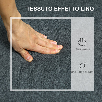 2-Seater Fabric Sofa with Armrests and 2 Removable Cushions, Modern 2-Seater Sofa with Storage Compartment, Side Pockets, and Wooden Legs for Living Room and Lounge, 135x72x84cm, Dark Grey