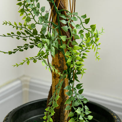 Artificial Boxwood Tree with 3 Balls and Cement Pot, Indoor and Outdoor, Height 115 cm