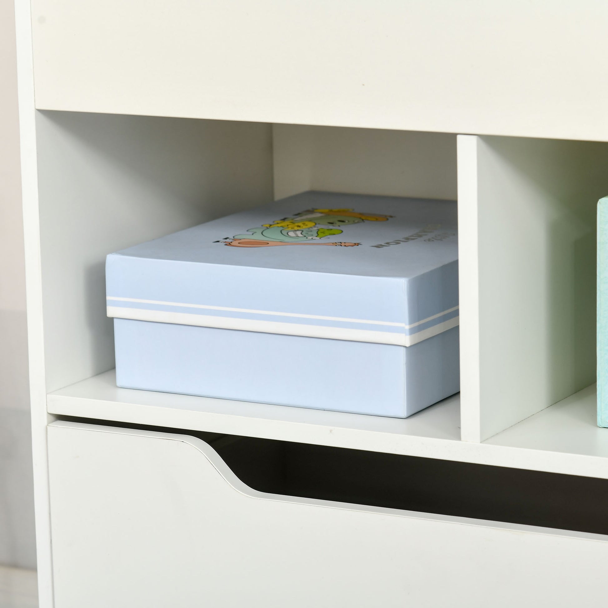 Children's Bookshelf Kids Shelf with Drawer, 3 Shelves, and 2 Open Shelves, Storage Shelf for Kids' Room, Playroom, White, 60 x 29.9 x 90 cm