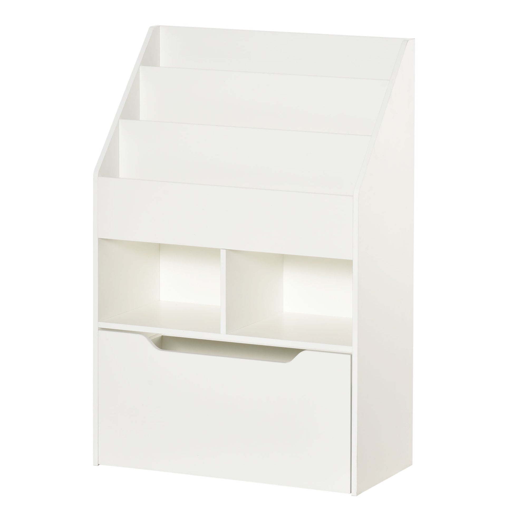 Children's Bookshelf Kids Shelf with Drawer, 3 Shelves, and 2 Open Shelves, Storage Shelf for Kids' Room, Playroom, White, 60 x 29.9 x 90 cm