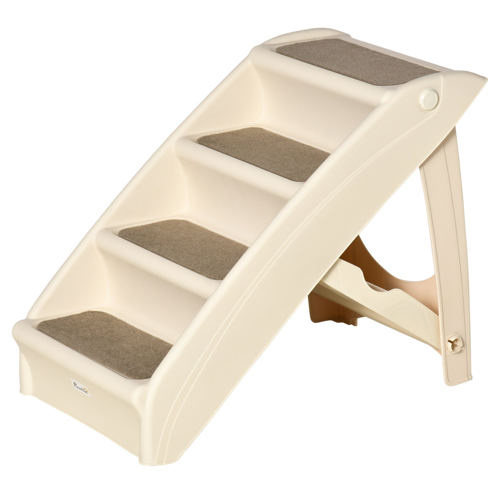 Foldable Pet Staircase with 4 Steps for Dogs Cats Portable with Non-Slip Mats for Bed Sofa Load 20 kg 62x38x49.5 cm Beige