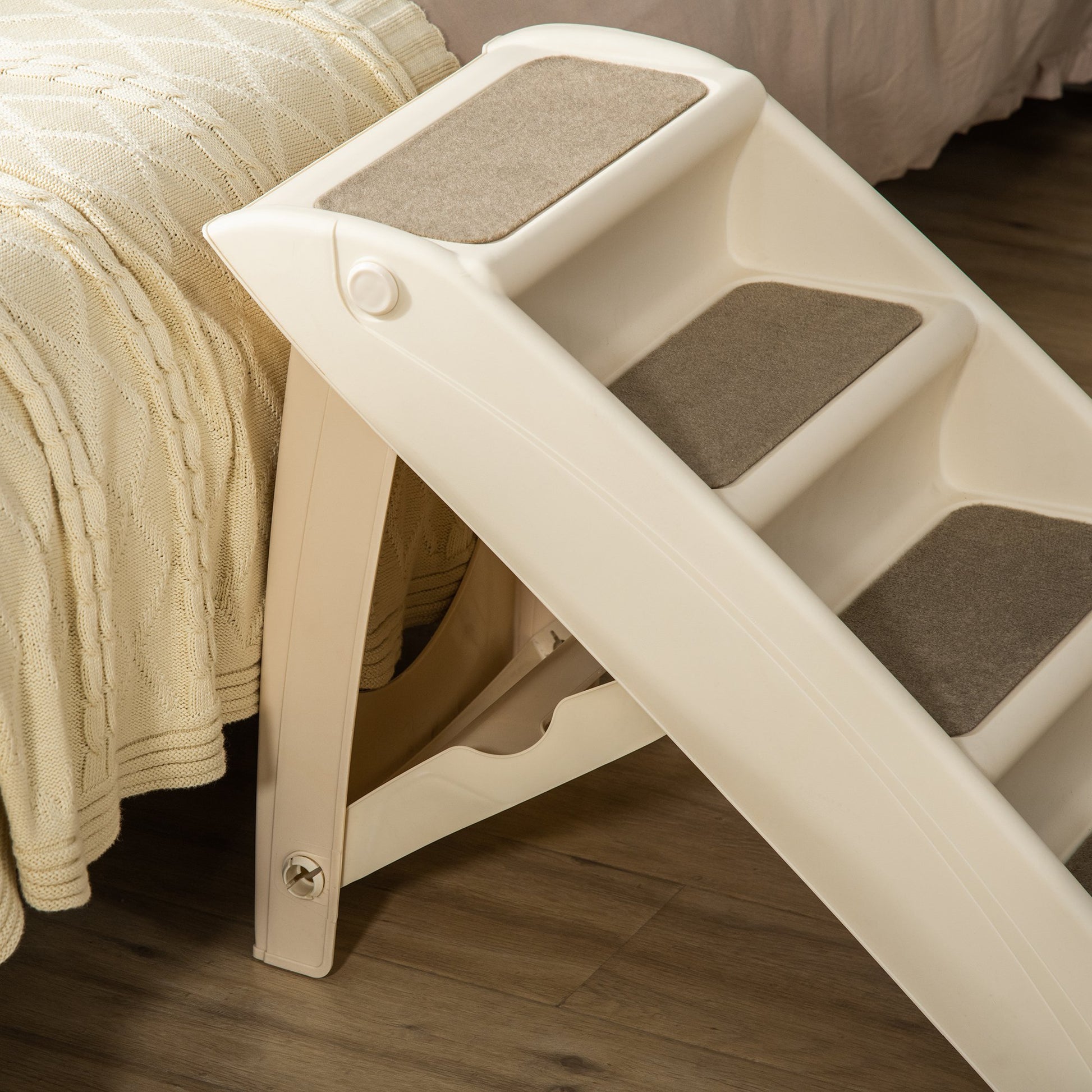 Foldable Pet Staircase with 4 Steps for Dogs Cats Portable with Non-Slip Mats for Bed Sofa Load 20 kg 62x38x49.5 cm Beige