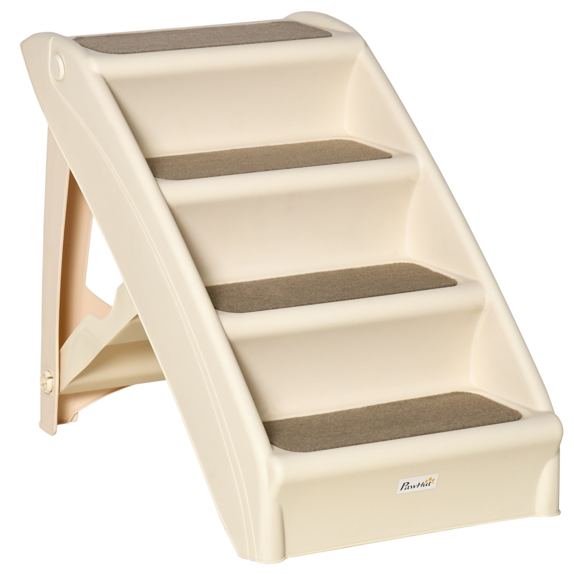 Foldable Pet Staircase with 4 Steps for Dogs Cats Portable with Non-Slip Mats for Bed Sofa Load 20 kg 62x38x49.5 cm Beige