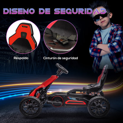 Go-Kart Electric Car for Kids 3-8 Years Old Kart with 12V Battery Adjustable Speed 3-5km/h and Safety Belt Load 30 kg for Outdoor Use 100x58x58.5 cm Red