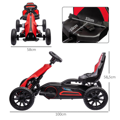 Go-Kart Electric Car for Kids 3-8 Years Old Kart with 12V Battery Adjustable Speed 3-5km/h and Safety Belt Load 30 kg for Outdoor Use 100x58x58.5 cm Red