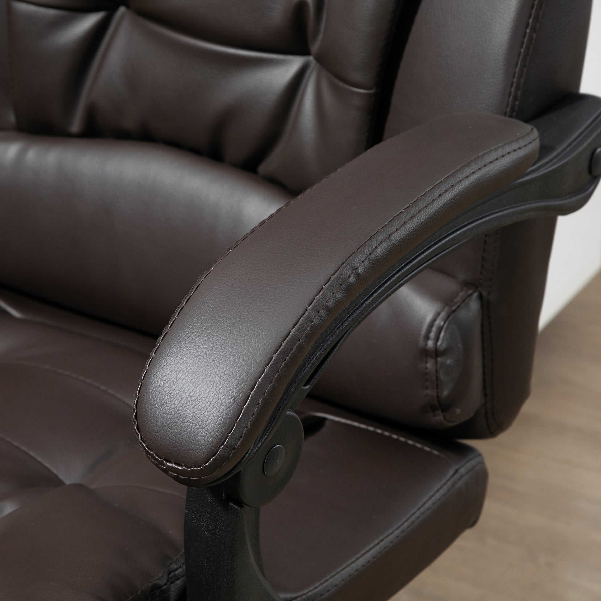 High Back Executive Office Chair Pu Leather Reclining Home Office Chair with Footrest Brown
