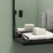 Wall Mount Bathroom Mirror with Storage Shelves - 3 Side Shelves + 1 Lower Shelf - Bamboo Wood