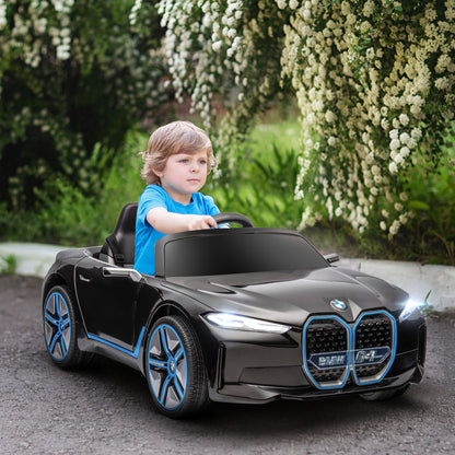 Kids Electric Car Ride On Toy with Remote Control, Portable Battery, BMW Kids Car with Headlights, MP3 Player, Safety Belt, 3-5 km/h, for Kids 3-5 Years, Black