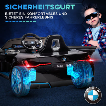 Kids Electric Car Ride On Toy with Remote Control, Portable Battery, BMW Kids Car with Headlights, MP3 Player, Safety Belt, 3-5 km/h, for Kids 3-5 Years, Black