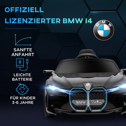 Kids Electric Car Ride On Toy with Remote Control, Portable Battery, BMW Kids Car with Headlights, MP3 Player, Safety Belt, 3-5 km/h, for Kids 3-5 Years, Black