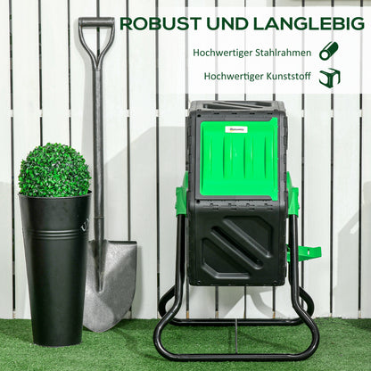 Composter 65 Liters, 60x49x77cm Rotatable Quick Composter Made of Plastic, Weatherproof Thermocomposter with Ventilation System, Lid, Garden Composter, Compost Container for Garden, Kitchen, Balcony
