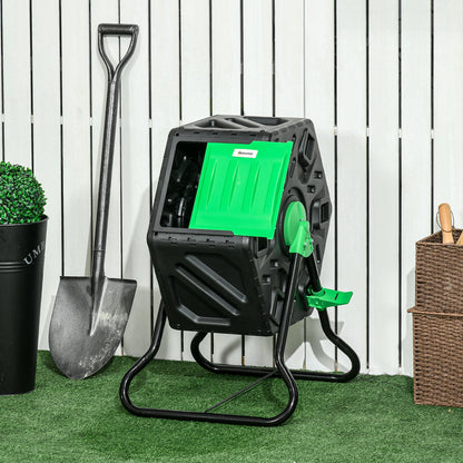 Composter 65 Liters, 60x49x77cm Rotatable Quick Composter Made of Plastic, Weatherproof Thermocomposter with Ventilation System, Lid, Garden Composter, Compost Container for Garden, Kitchen, Balcony