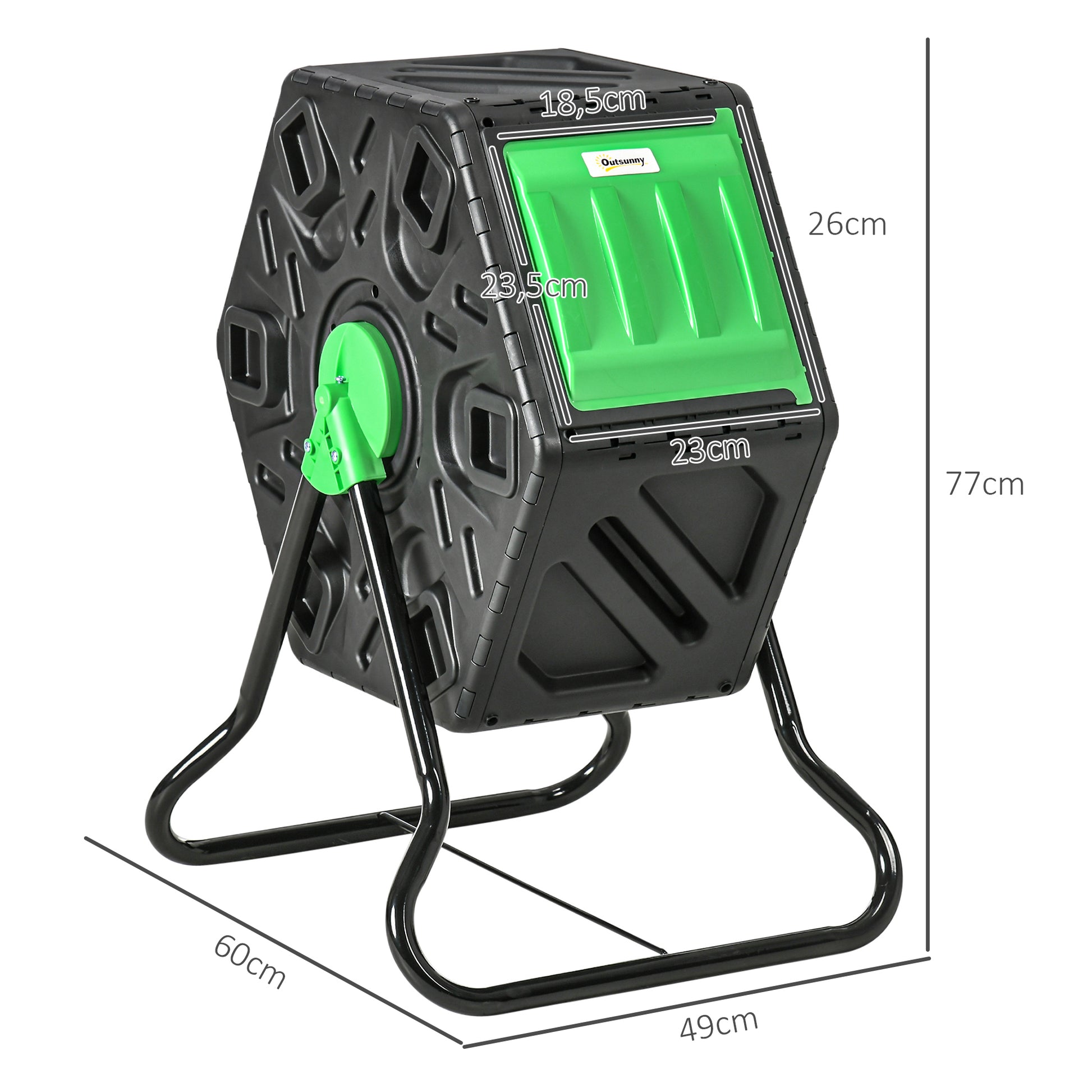 Composter 65 Liters, 60x49x77cm Rotatable Quick Composter Made of Plastic, Weatherproof Thermocomposter with Ventilation System, Lid, Garden Composter, Compost Container for Garden, Kitchen, Balcony