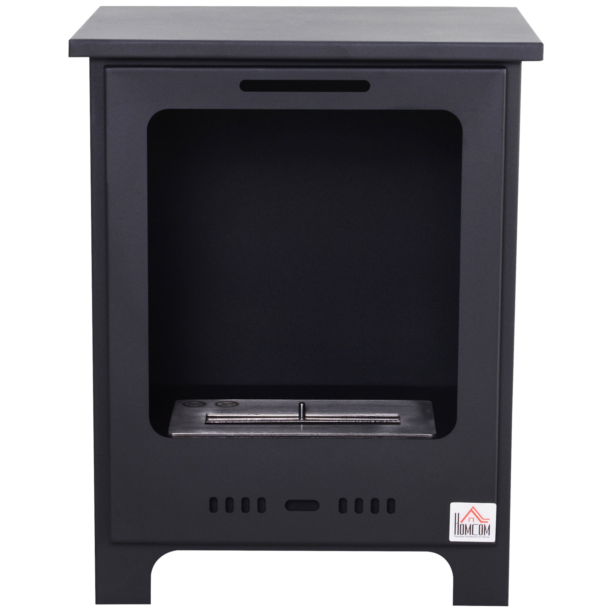 Freestanding Ethanol Fireplace 0.9L Burner, 3-hour combustion time Neo-Retro Stove Dim. 40L x 30W x 50H cm Coverage 20-25 m² Black